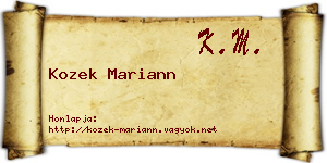 Kozek Mariann névjegykártya